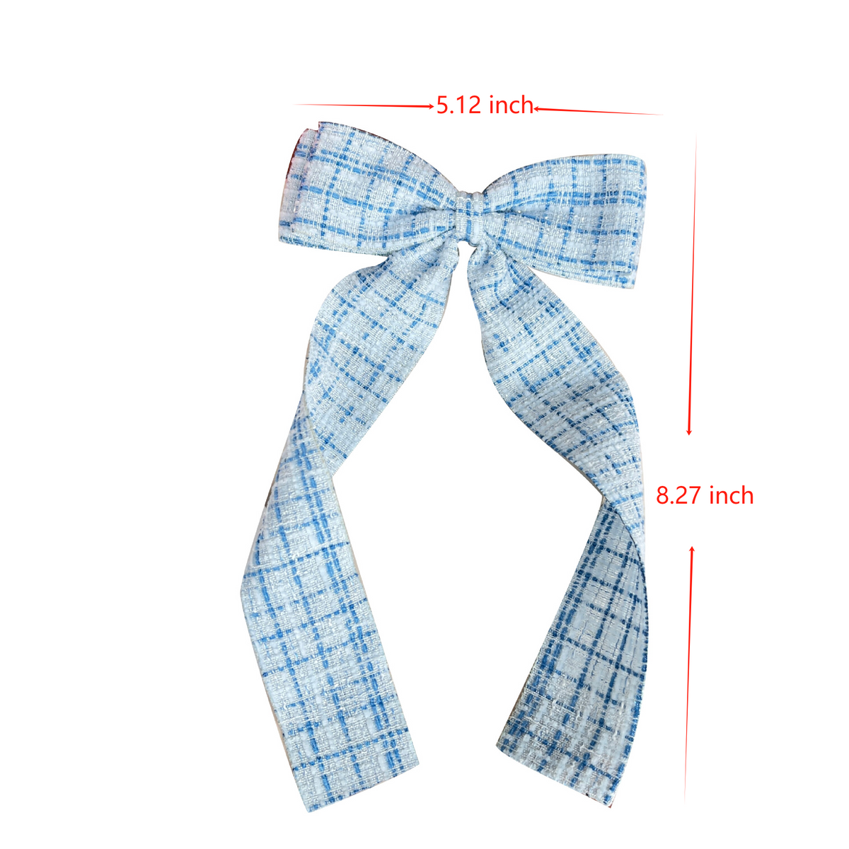 Checked Tweed Long Tail Bow Hair Clip - view 2