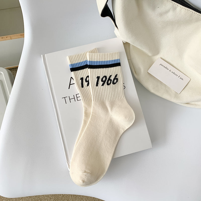Varsity Stripe Lettered Crew Socks - 1966