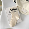 Varsity Stripe Lettered Crew Socks - HAVE