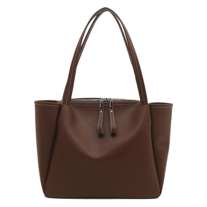 Slouchy Faux Leather Zip Tote Bag