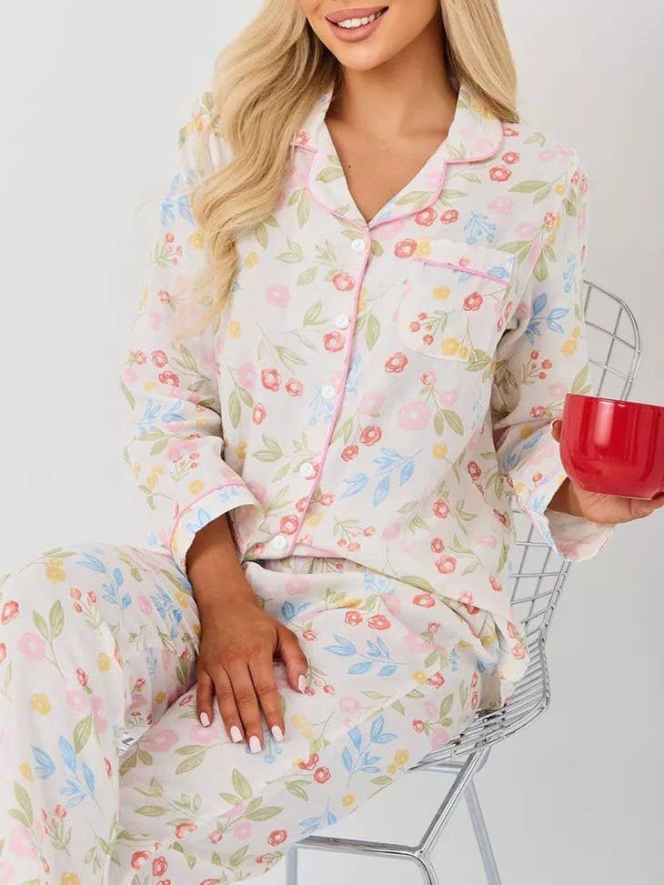 Ditsy Floral Print Long Pajama Set