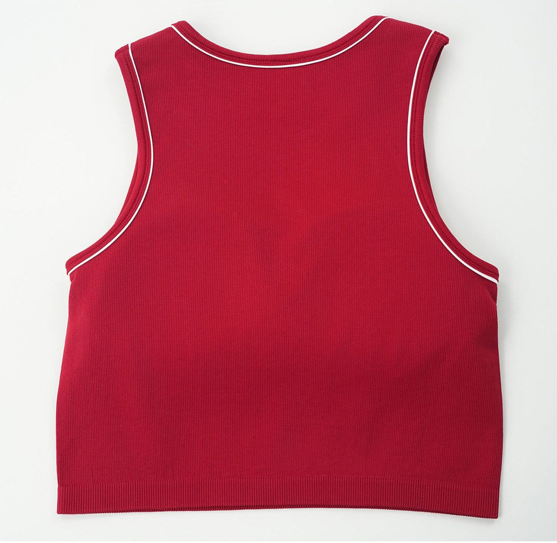 Contrast Trim Cropped Sport Vest