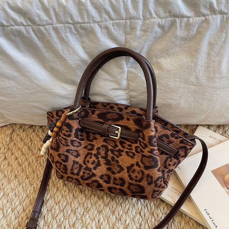 Faux Suede Belted Winged Top Handle Bag