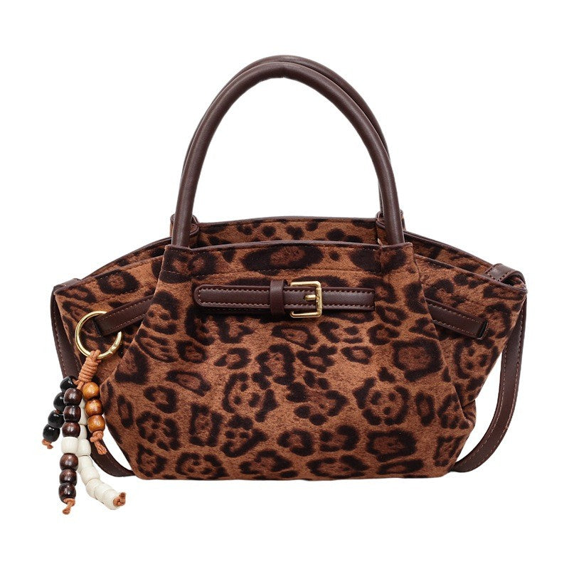 Faux Suede Belted Winged Top Handle Bag