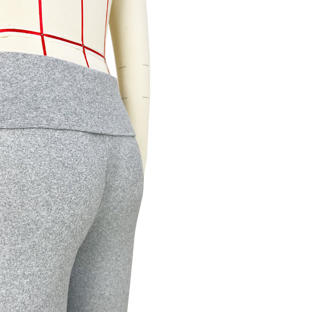Fold Over Waist Low Rise Flare Pants - ash - 7