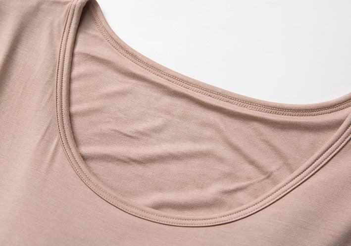 Seamless Padded Cup Scoop Neck Tee - view 1