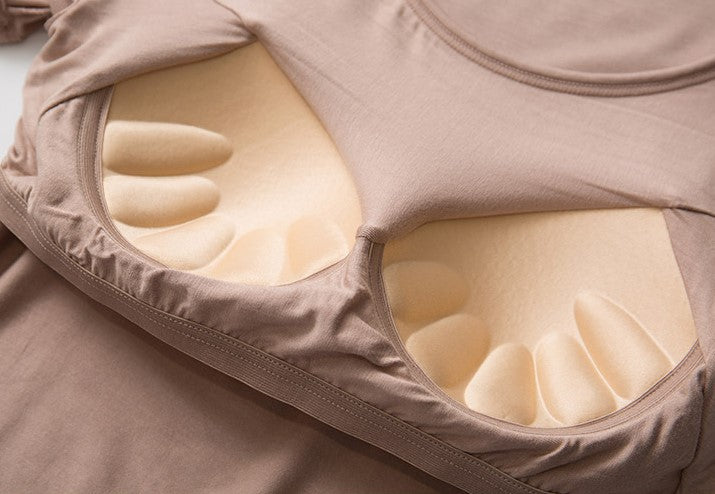 Seamless Padded Cup Scoop Neck Tee - view 2