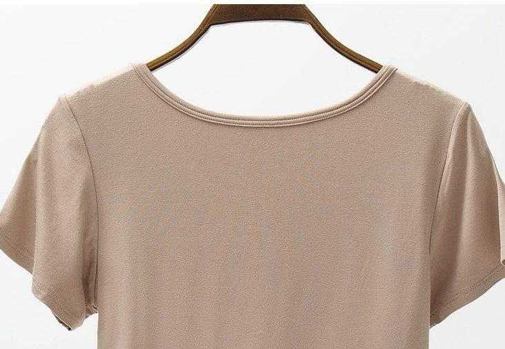 Seamless Padded Cup Scoop Neck Tee - view 3