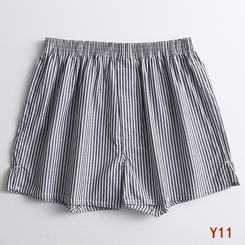 Striped Gingham Cotton Boxer Shorts - Y11White