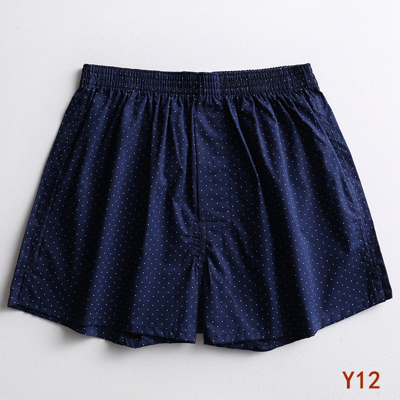 Striped Gingham Cotton Boxer Shorts - Y12Navy