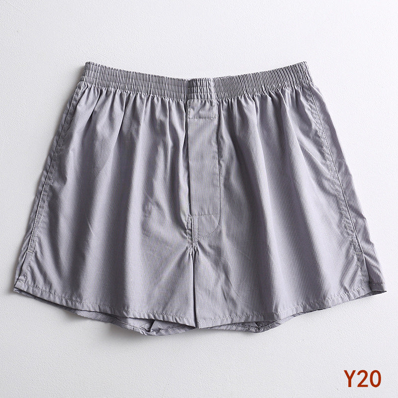 Striped Gingham Cotton Boxer Shorts - Y20Grey