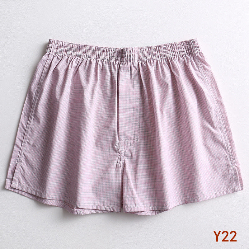 Striped Gingham Cotton Boxer Shorts - Y22Pink