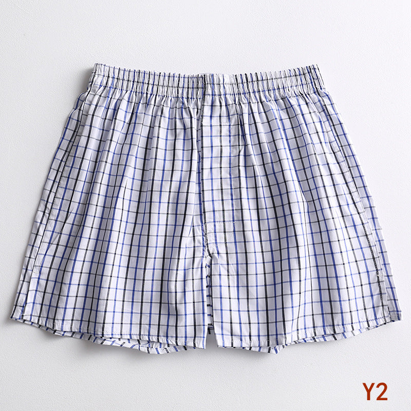Striped Gingham Cotton Boxer Shorts - Y2White