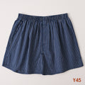 Striped Gingham Cotton Boxer Shorts - Y45Navy