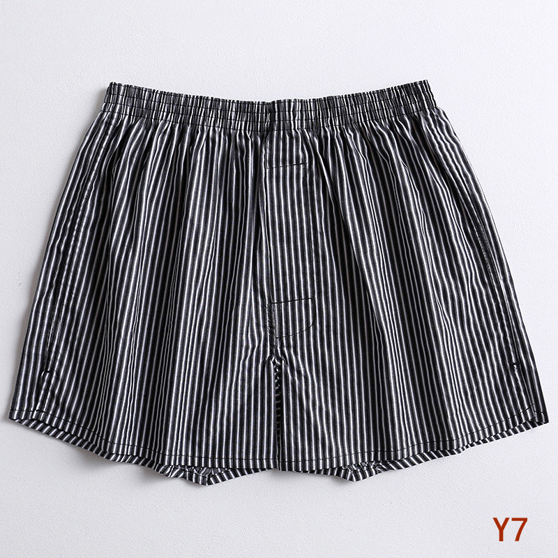 Striped Gingham Cotton Boxer Shorts - Y7Black