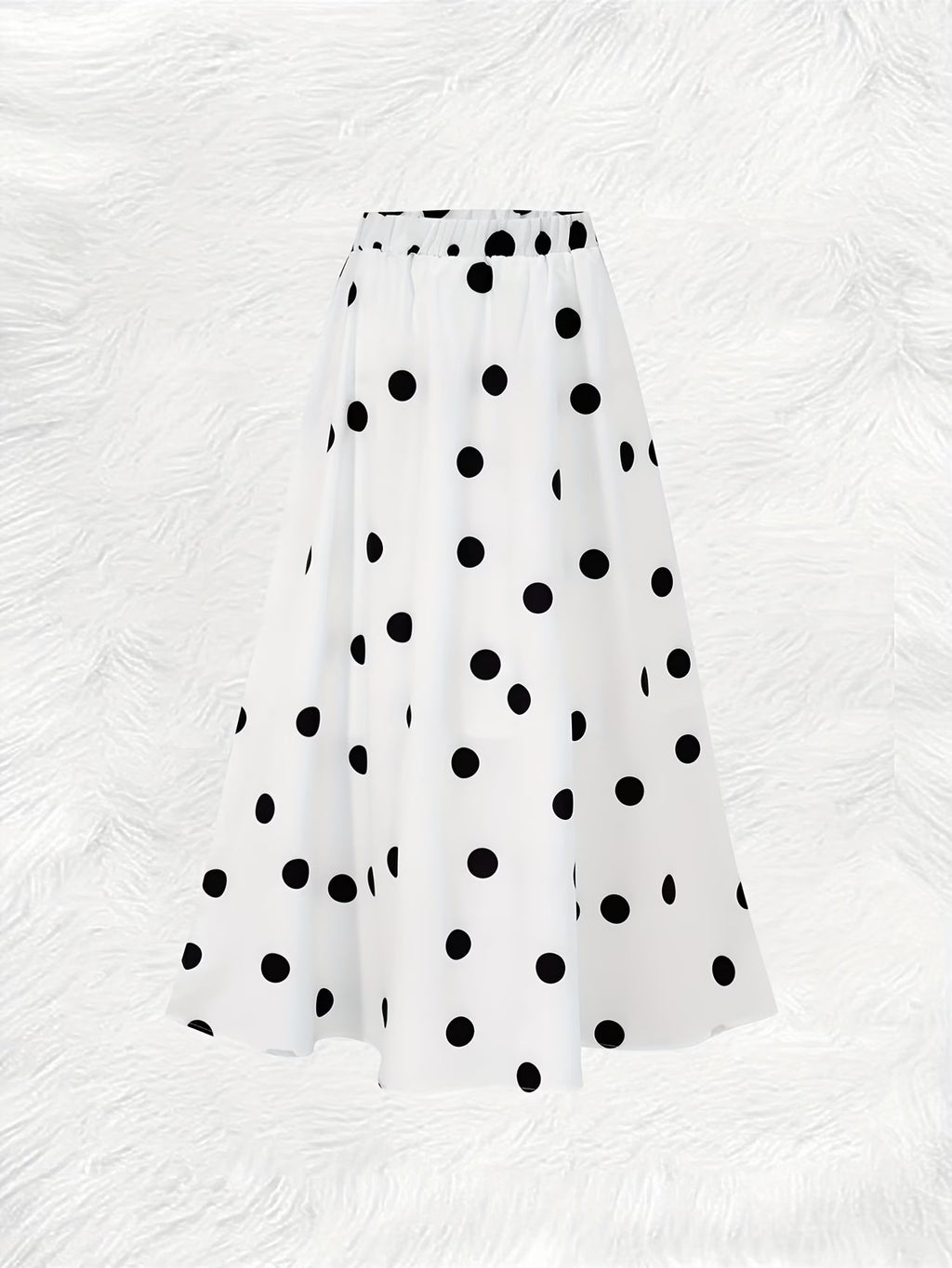 Polka Dot Full Sweep Maxi Skirt - White - 1