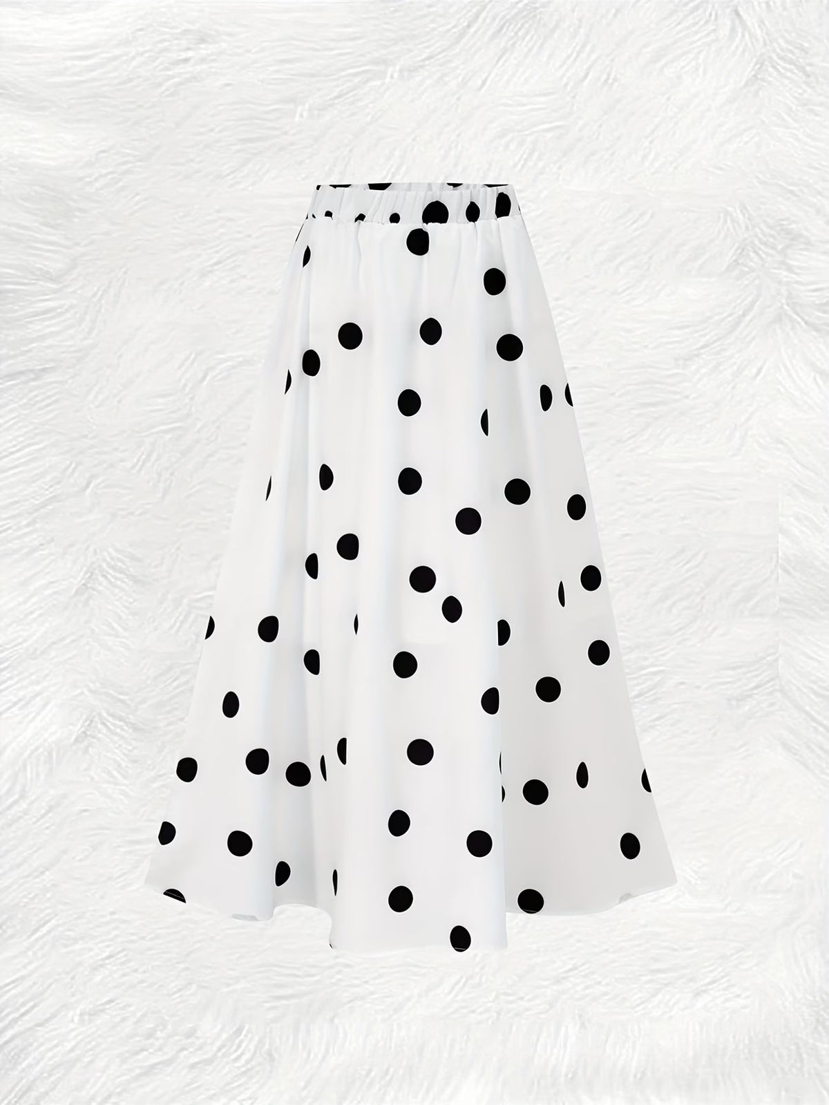 Polka Dot Full Sweep Maxi Skirt - White - 1