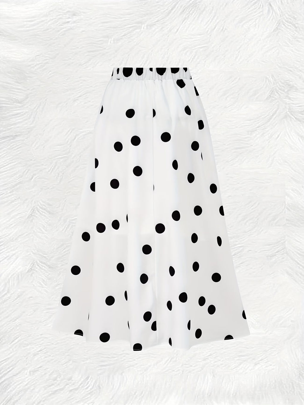 Polka Dot Full Sweep Maxi Skirt - White - 6