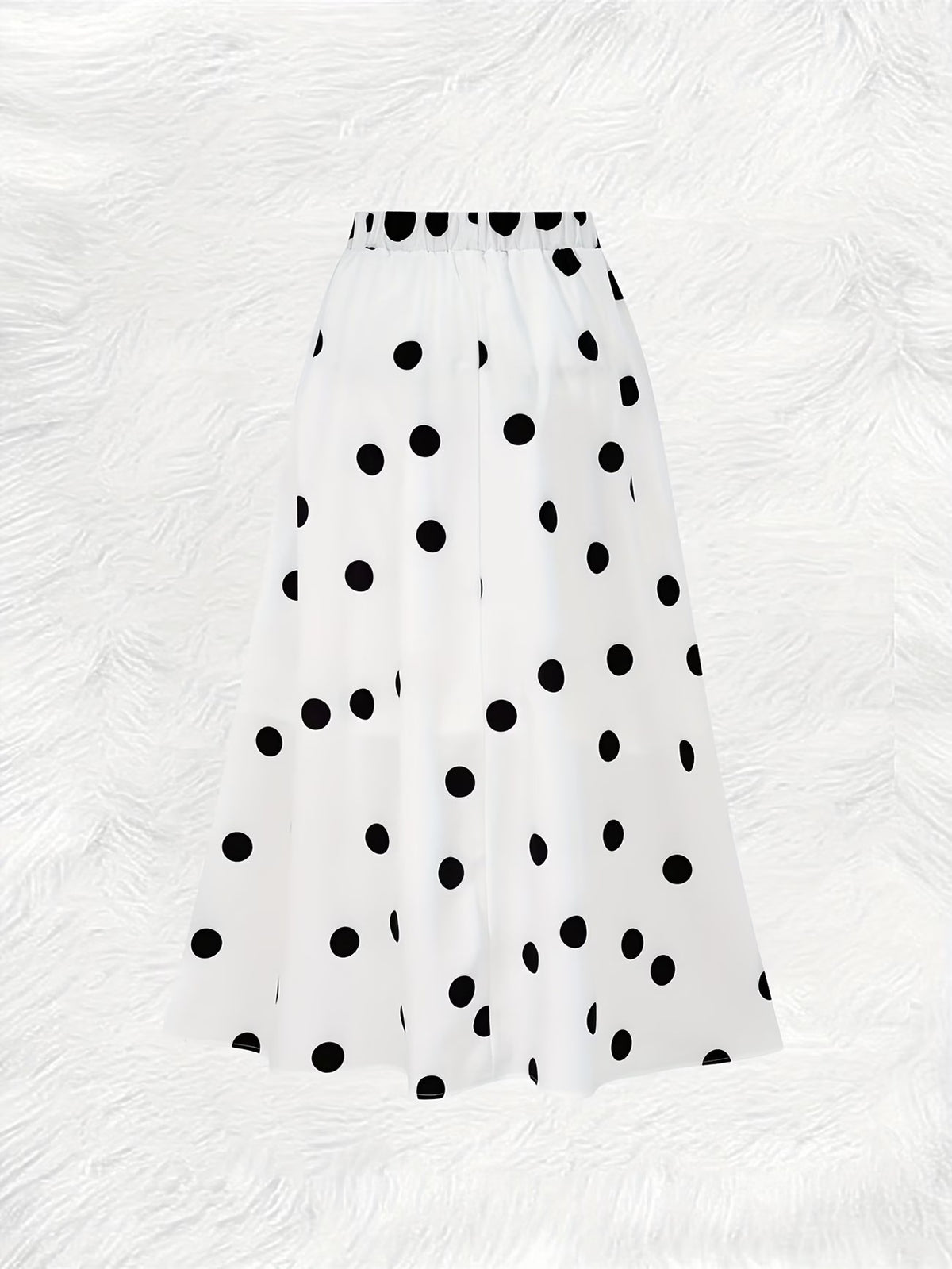 Polka Dot Full Sweep Maxi Skirt - White - 6