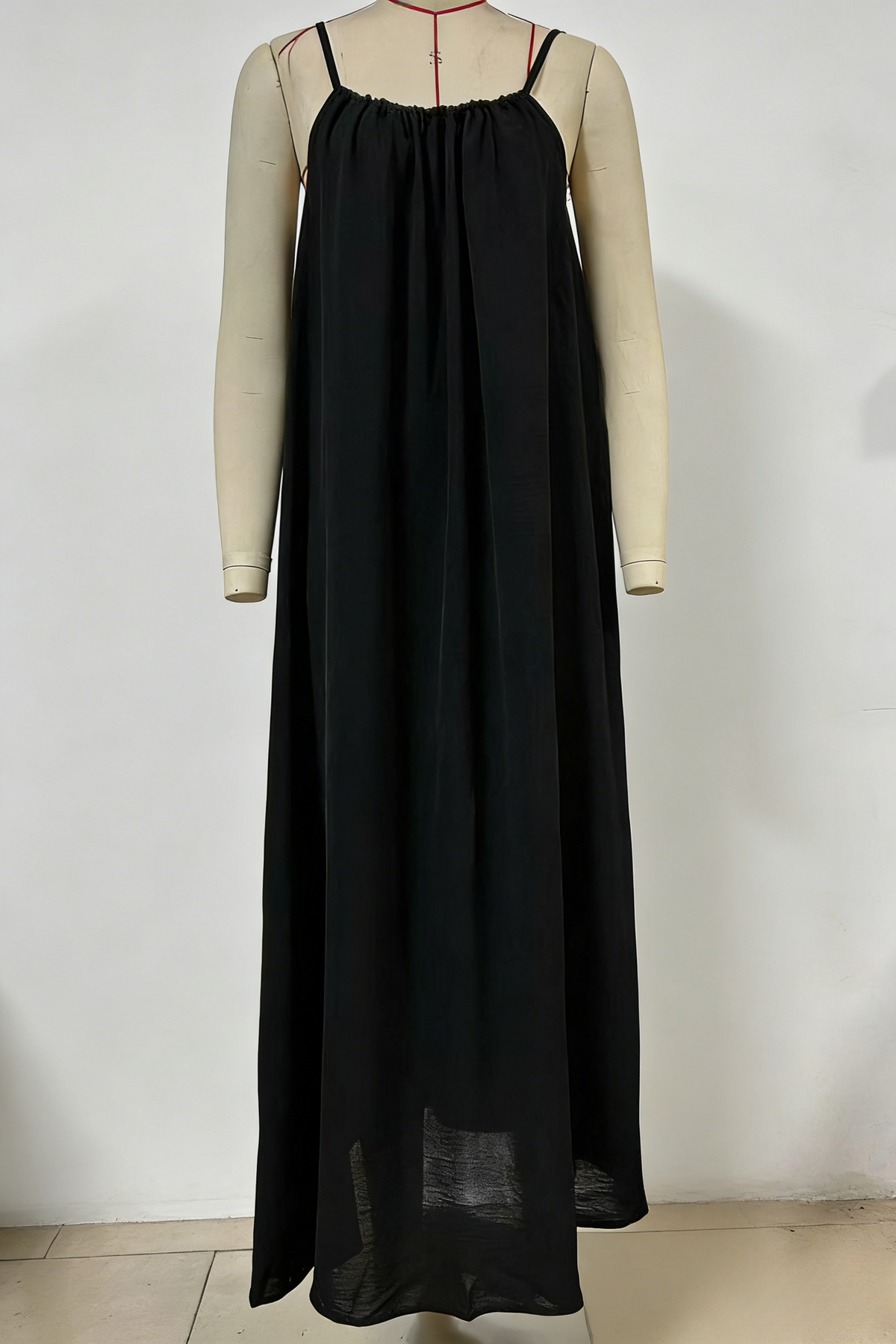 Relaxed Backless Cami Maxi Sundress - Black - 1