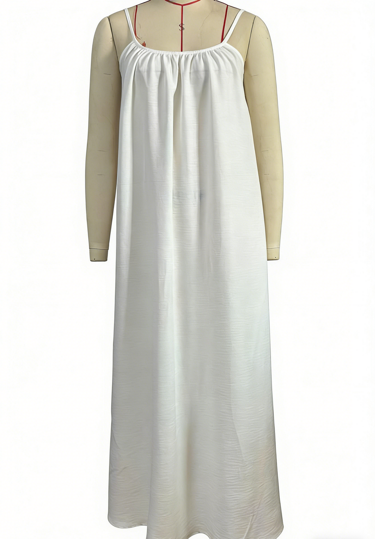 Relaxed Backless Cami Maxi Sundress - White