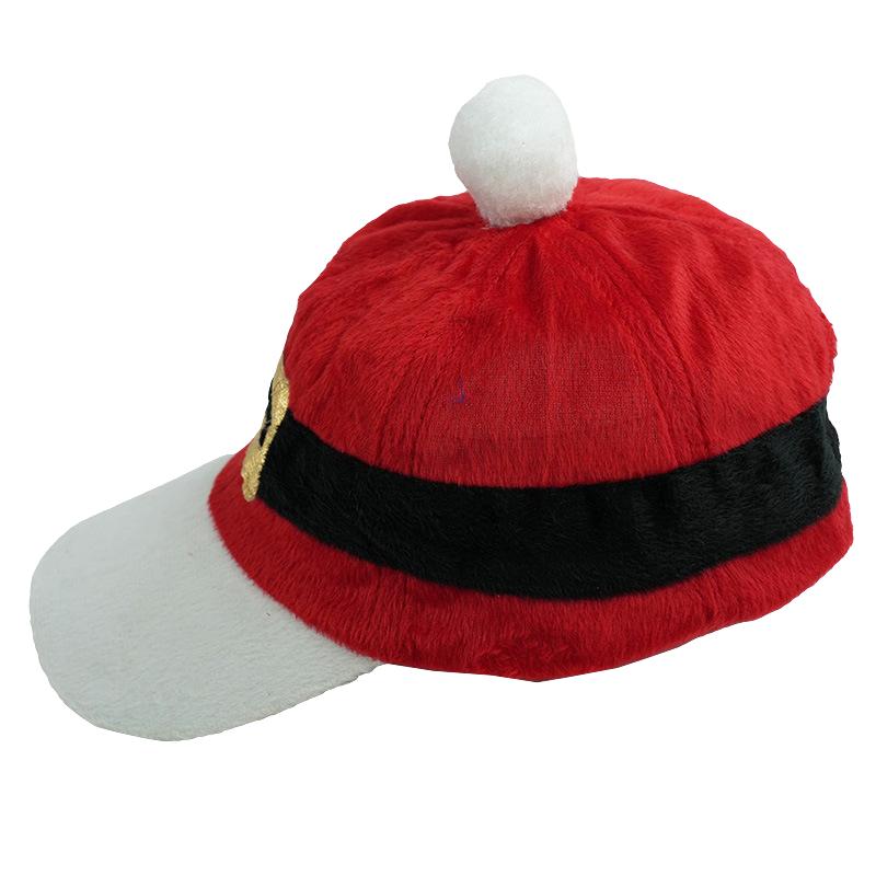 Santa Baseball Cap with Belt Buckle Band and Pom - Red - 2