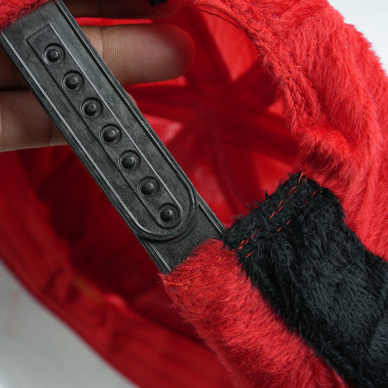 Santa Baseball Cap with Belt Buckle Band and Pom - Red - 7