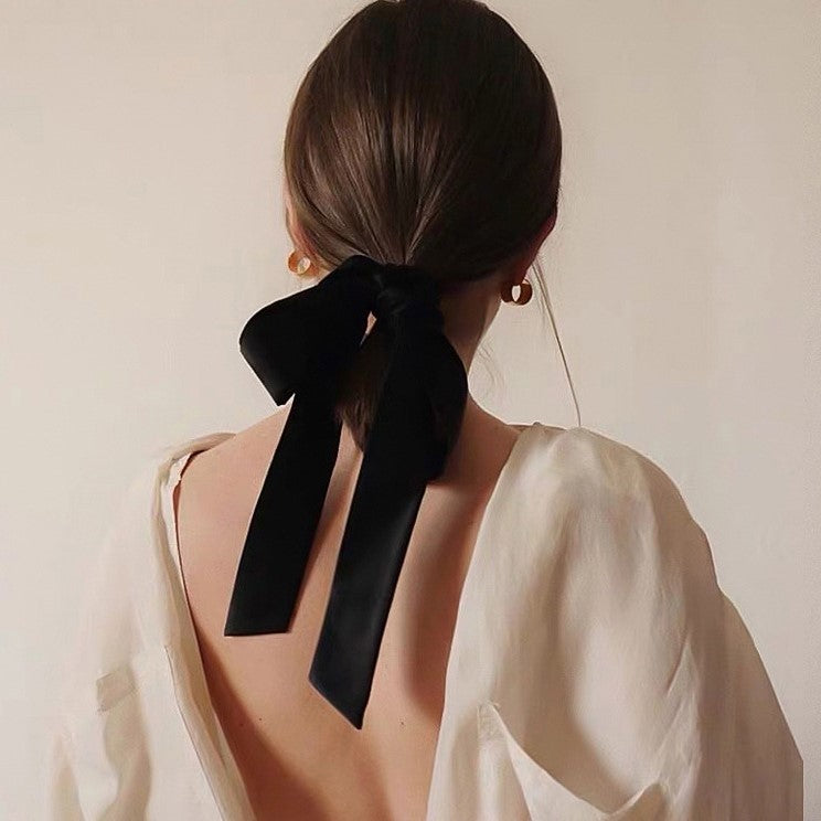 Velvet Bow Hair Tie With Long Tails
