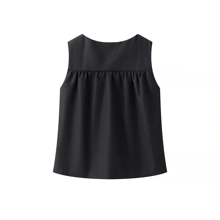 Pleated Sleeveless Swing Vest Top - view 1