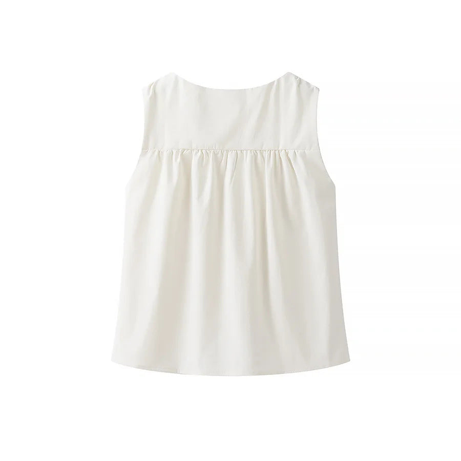 Pleated Sleeveless Swing Vest Top - view 2