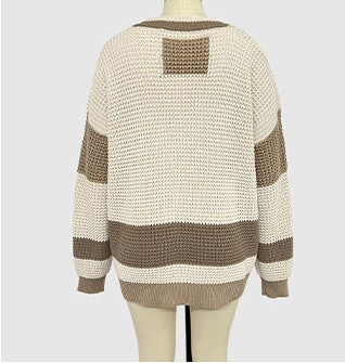Colorblock Waffle Knit Grandpa Cardigan - view 2