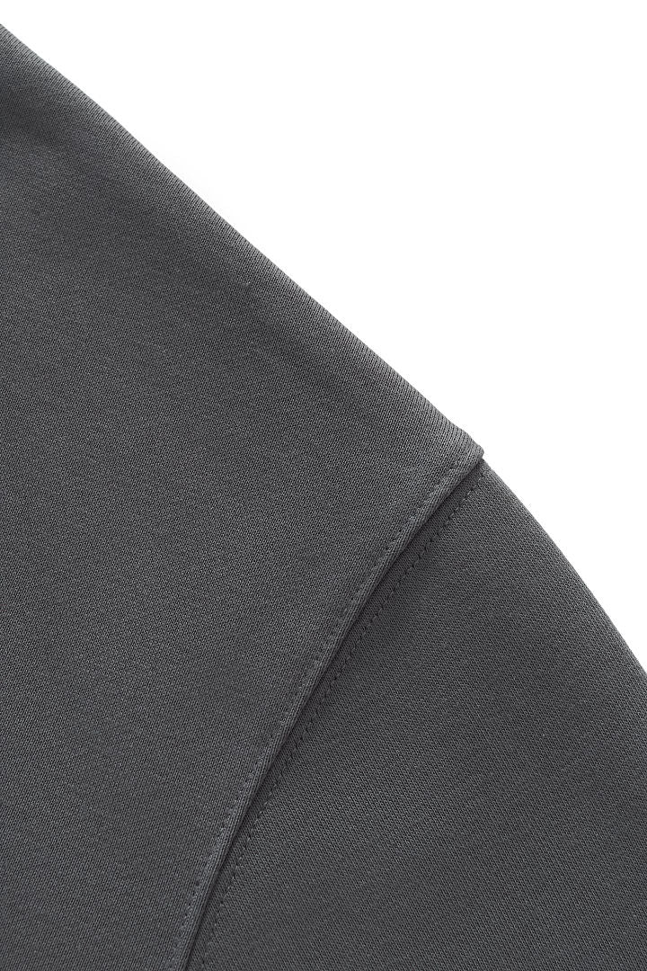 Boxy Mock Neck Sweatshirt With Raw Hem - Charcoal - 11