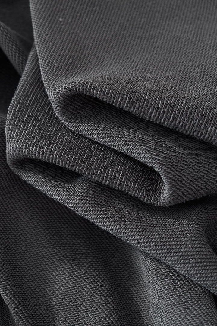 Boxy Mock Neck Sweatshirt With Raw Hem - Charcoal - 18