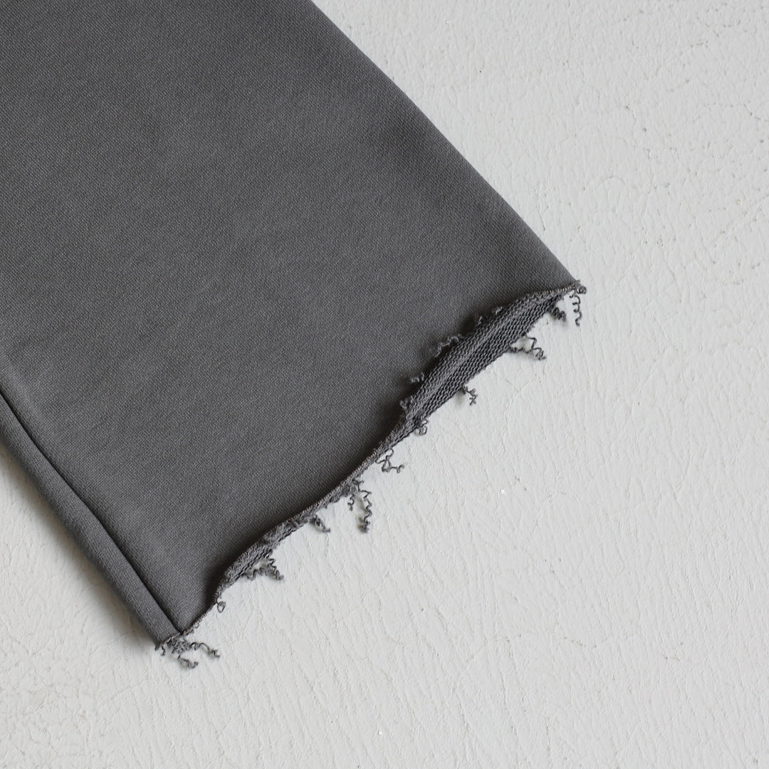 Boxy Mock Neck Sweatshirt With Raw Hem - Charcoal - 5