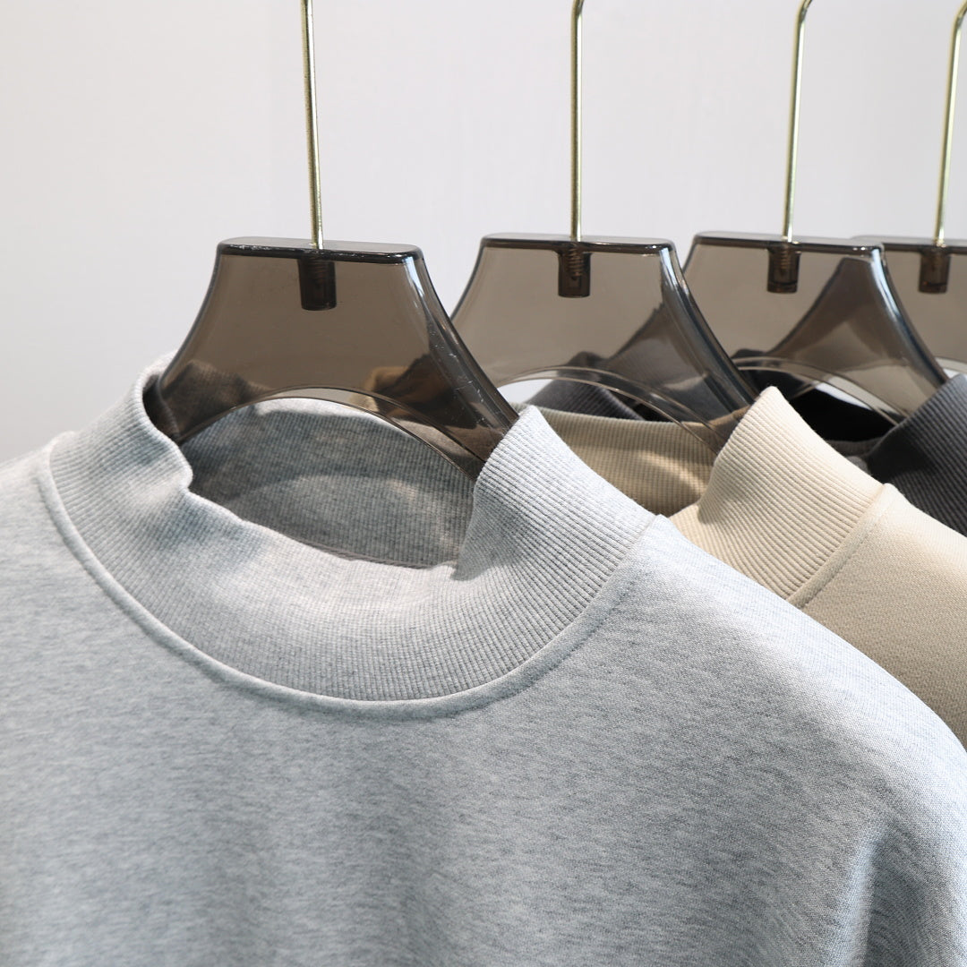 Boxy Mock Neck Sweatshirt With Raw Hem - view 2