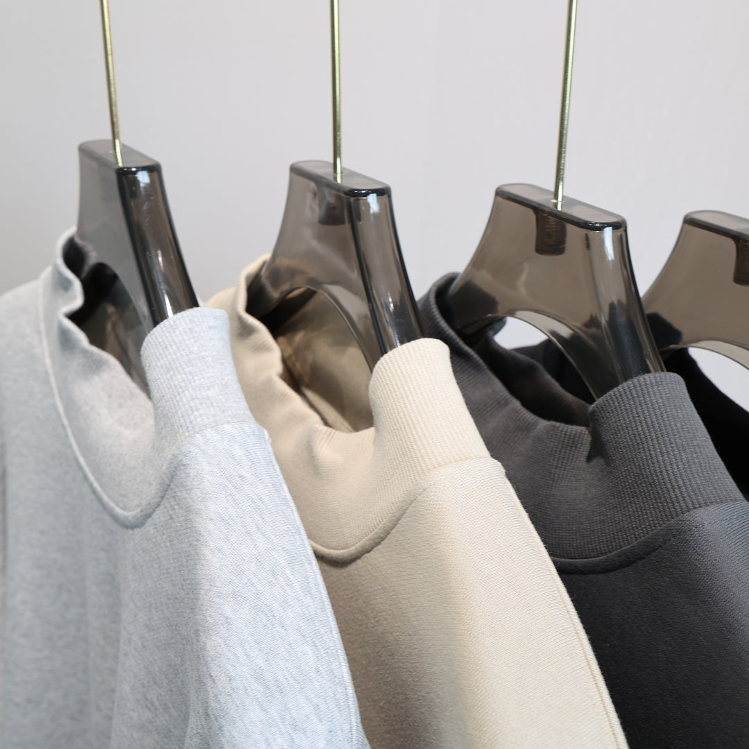 Boxy Mock Neck Sweatshirt With Raw Hem - view 3