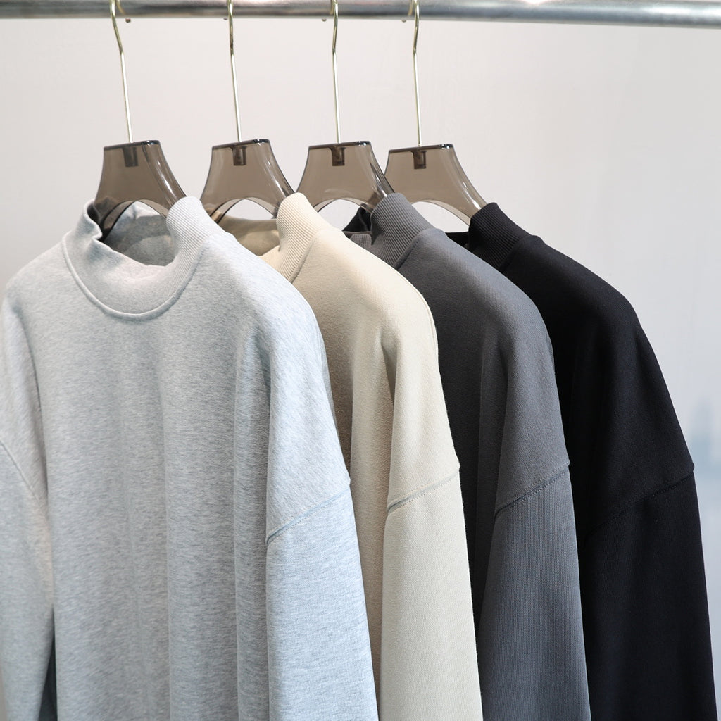 Boxy Mock Neck Sweatshirt With Raw Hem - view 4