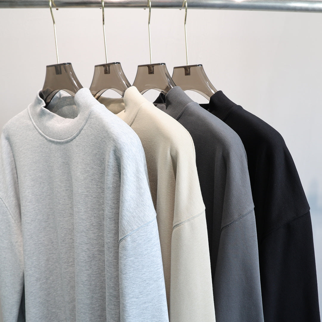 Boxy Mock Neck Sweatshirt With Raw Hem - view 4