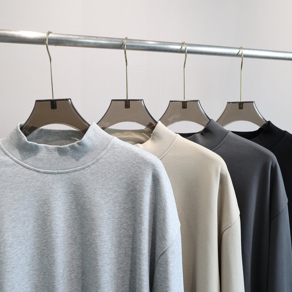 Boxy Mock Neck Sweatshirt With Raw Hem - view 8