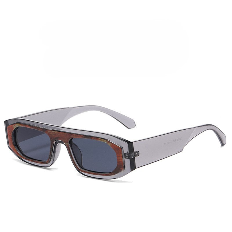 Chunky Rectangle Retro Sunglasses - Grey