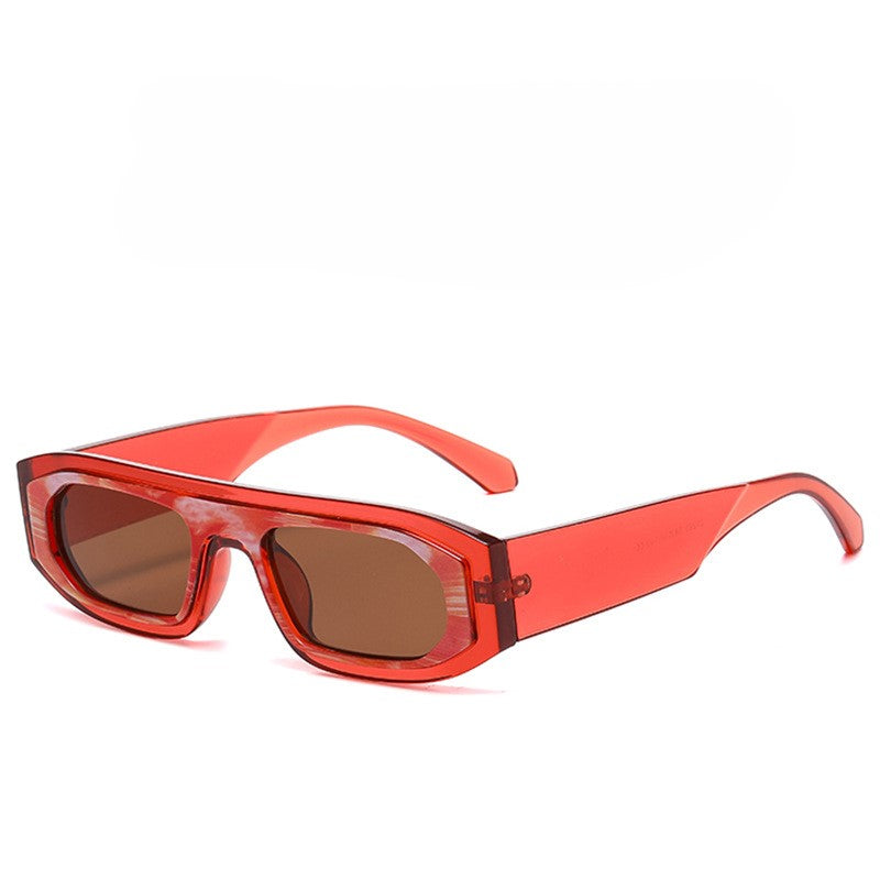 Chunky Rectangle Retro Sunglasses - Orange