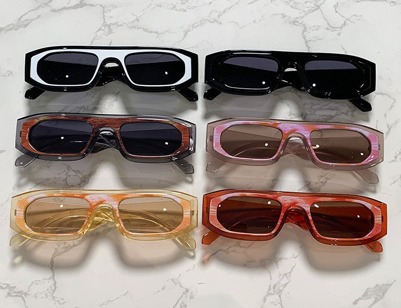 Chunky Rectangle Retro Sunglasses - Pink - 1