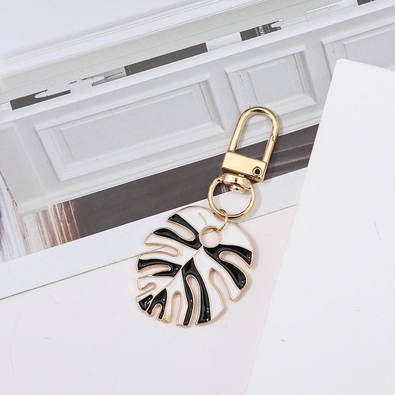 Enamel Monstera Leaf Charm Keychain - Color_2