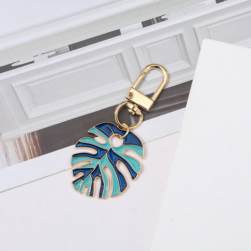 Enamel Monstera Leaf Charm Keychain - Color_5