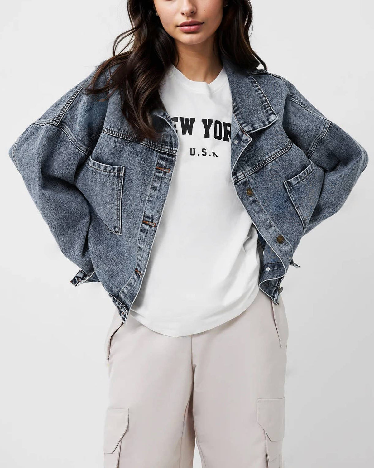 Oversized Drop Shoulder Denim Jacket