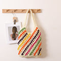 Colorful Striped Crochet Beach Shoulder Bag - Color_1