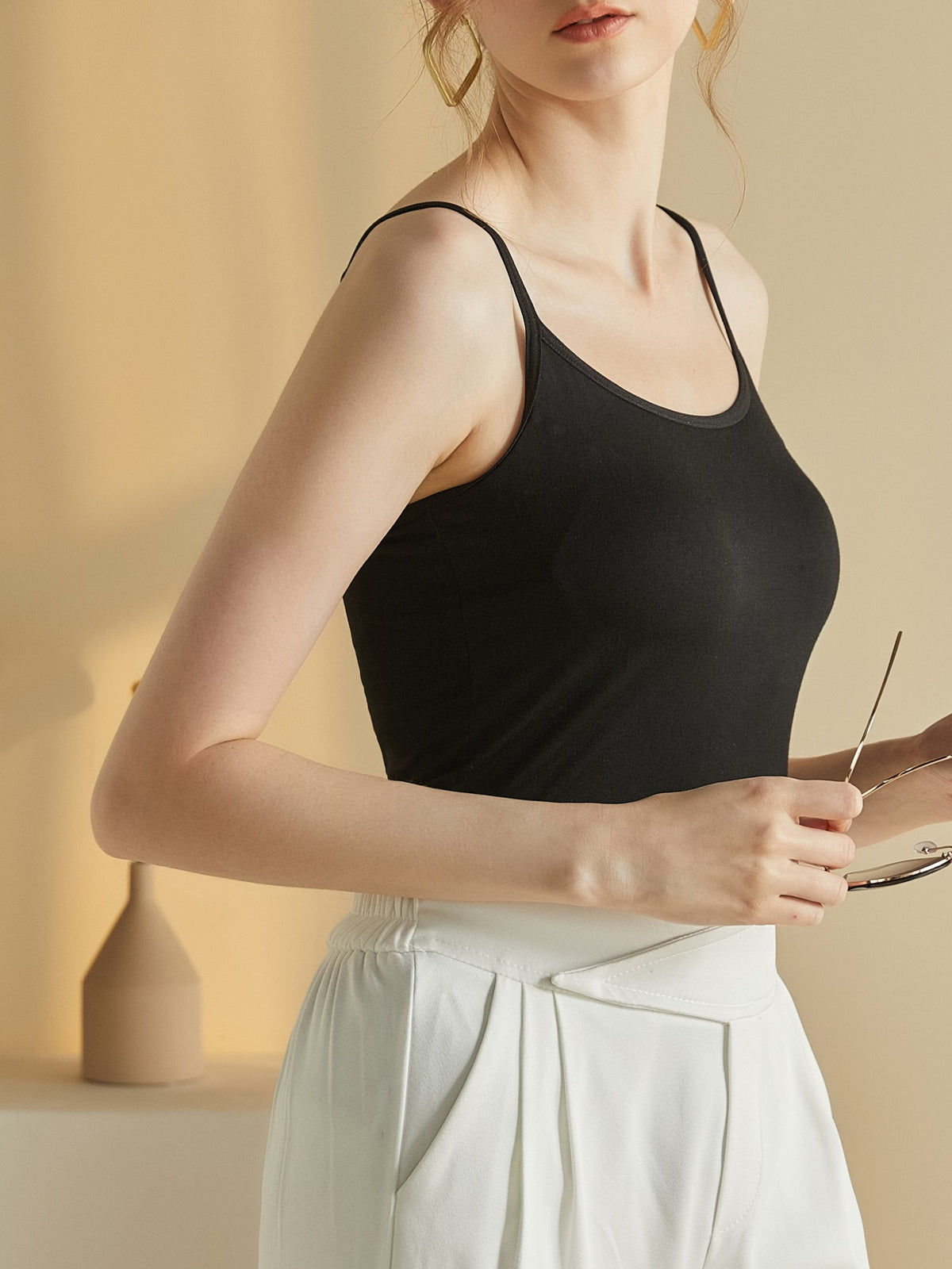 Everyday Viscose Camisole With Bra Cups - Black - 1