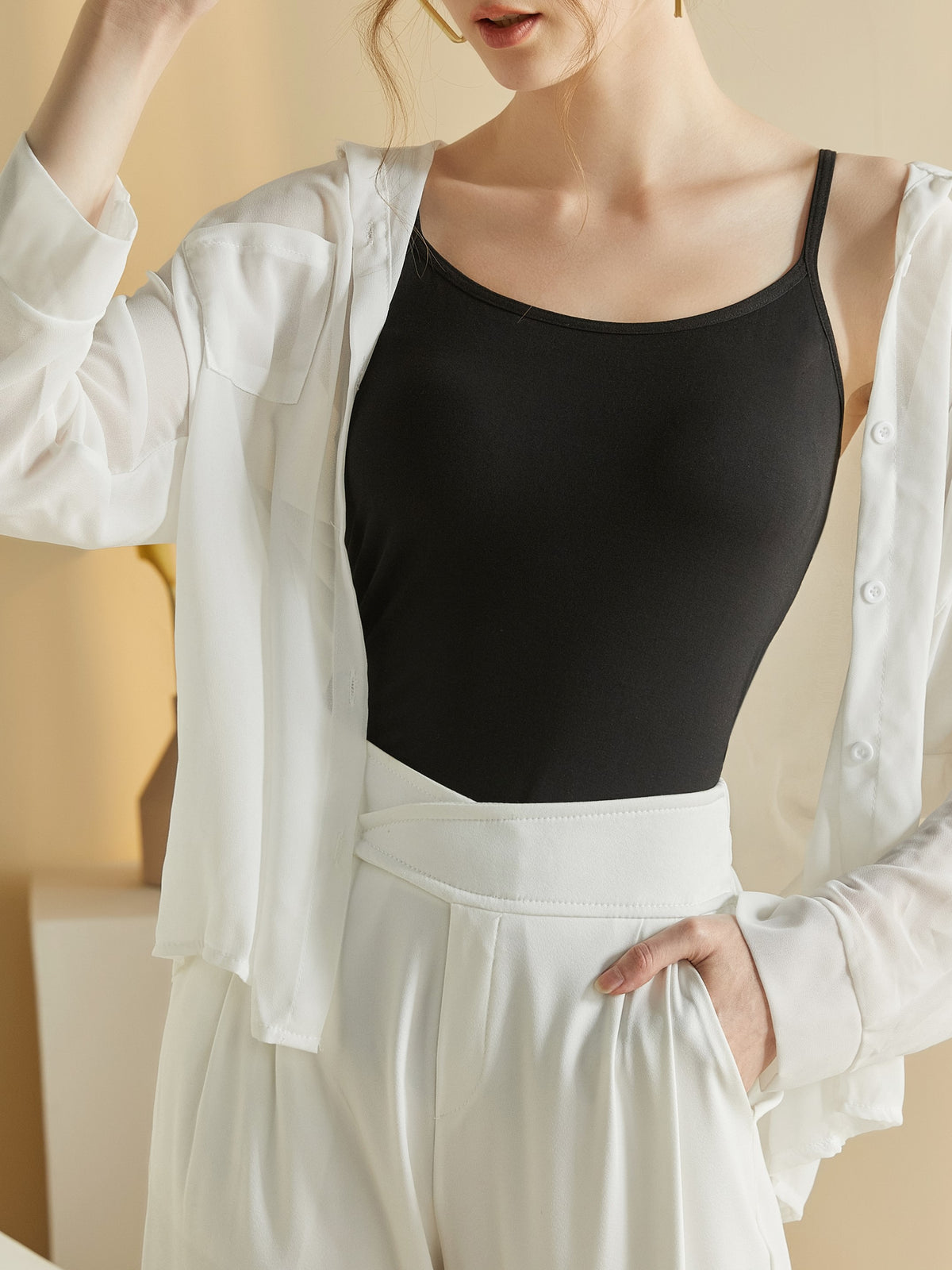 Everyday Viscose Camisole With Bra Cups - Black - 3