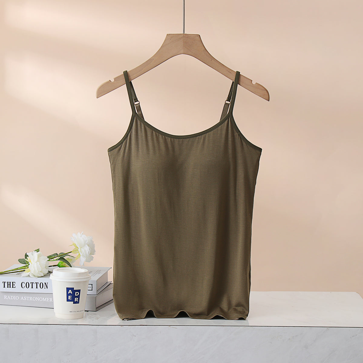 Everyday Viscose Camisole With Bra Cups - Olive