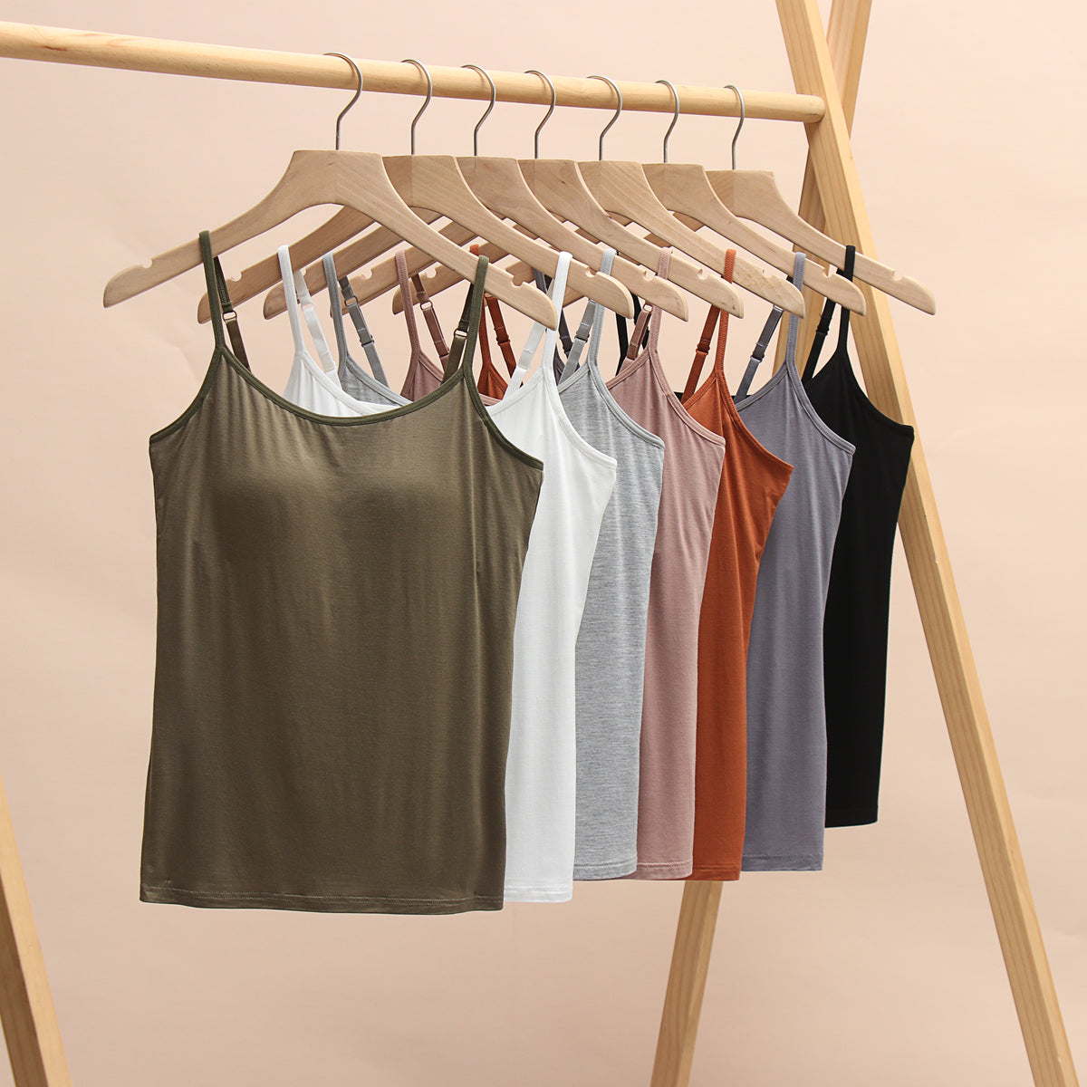 Everyday Viscose Camisole With Bra Cups - Olive - 1